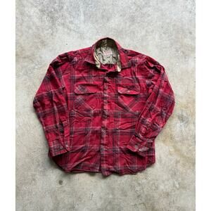 Vintage 1980s Arrow Sportswear Red Acrylic Flannel Button Up Size
